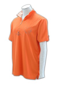 P191 排汗polo衫 半胸拉鏈 polo衫訂做 polo專門店   橙色